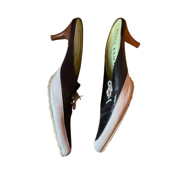 PETER KENT | black silver leather kitten heel mules 38 - Picture 7 of 13